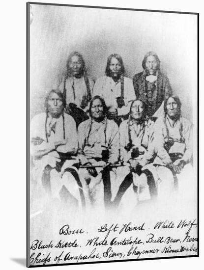 Bosse, Left Hand, White Wolf, Black Kettle, White Antelope, Bull Bear, Neva: Chiefs of Arapahoe,…-null-Mounted Photographic Print