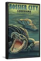 Bossier City, Louisiana - Alligator Scene-Lantern Press-Framed Art Print