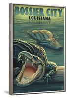 Bossier City, Louisiana - Alligator Scene-Lantern Press-Framed Art Print