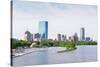 Boston Back Bay with Sailing Boat and Urban Building City Skyline in the Morning.-Songquan Deng-Stretched Canvas