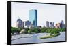 Boston Back Bay with Sailing Boat and Urban Building City Skyline in the Morning.-Songquan Deng-Framed Stretched Canvas