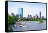 Boston Back Bay with Sailing Boat and Urban Building City Skyline in the Morning.-Songquan Deng-Framed Stretched Canvas