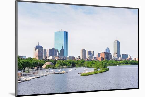 Boston Back Bay with Sailing Boat and Urban Building City Skyline in the Morning.-Songquan Deng-Mounted Photographic Print
