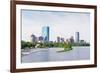 Boston Back Bay with Sailing Boat and Urban Building City Skyline in the Morning.-Songquan Deng-Framed Photographic Print