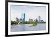 Boston Back Bay with Sailing Boat and Urban Building City Skyline in the Morning.-Songquan Deng-Framed Photographic Print