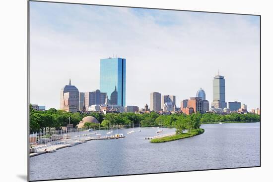 Boston Back Bay with Sailing Boat and Urban Building City Skyline in the Morning.-Songquan Deng-Mounted Photographic Print