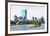 Boston Back Bay with Sailing Boat and Urban Building City Skyline in the Morning.-Songquan Deng-Framed Photographic Print