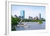 Boston Back Bay with Sailing Boat and Urban Building City Skyline in the Morning.-Songquan Deng-Framed Photographic Print