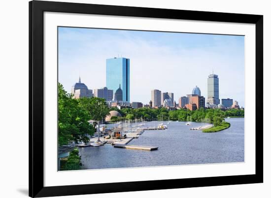 Boston Back Bay with Sailing Boat and Urban Building City Skyline in the Morning.-Songquan Deng-Framed Photographic Print