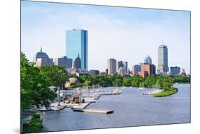 Boston Back Bay with Sailing Boat and Urban Building City Skyline in the Morning.-Songquan Deng-Mounted Photographic Print