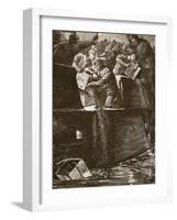Boston 'Boys' Disguised as Indians Throwing the Tea Chests into the Harbour-null-Framed Giclee Print