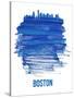 Boston Brush Stroke Skyline - Blue-NaxArt-Stretched Canvas