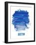 Boston Brush Stroke Skyline - Blue-NaxArt-Framed Art Print