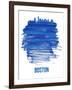 Boston Brush Stroke Skyline - Blue-NaxArt-Framed Art Print