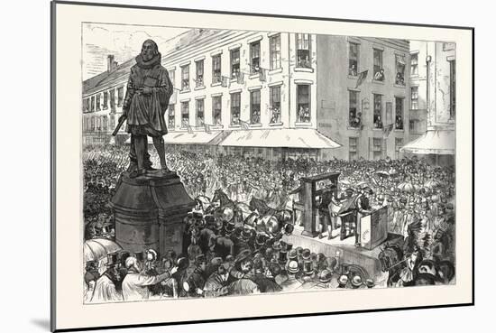 Boston Celebration: the Procession Passing Winthrop Statue. 1880, USA, America-Charles Graham-Mounted Giclee Print