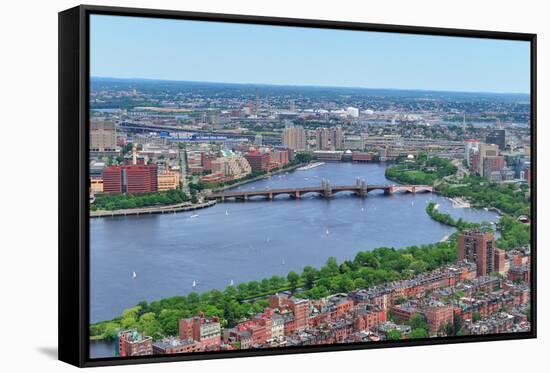 Boston Charles River Aerial View with Buildings and Bridge.-Songquan Deng-Framed Stretched Canvas