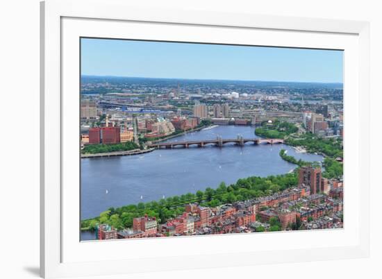 Boston Charles River Aerial View with Buildings and Bridge.-Songquan Deng-Framed Photographic Print