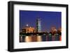 Boston Charles River at Dusk with Urban City Skyline and Light Reflection-Songquan Deng-Framed Photographic Print