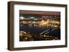 Boston Charles River at Night Aerial View with Urban Buildings and Bridge.-Songquan Deng-Framed Photographic Print