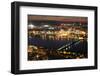 Boston Charles River at Night Aerial View with Urban Buildings and Bridge.-Songquan Deng-Framed Photographic Print