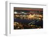Boston Charles River at Night Aerial View with Urban Buildings and Bridge.-Songquan Deng-Framed Photographic Print