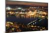 Boston Charles River at Night Aerial View with Urban Buildings and Bridge.-Songquan Deng-Mounted Photographic Print