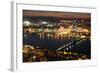 Boston Charles River at Night Aerial View with Urban Buildings and Bridge.-Songquan Deng-Framed Photographic Print