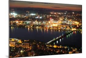 Boston Charles River at Night Aerial View with Urban Buildings and Bridge.-Songquan Deng-Mounted Photographic Print