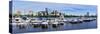 Boston Charles River Panorama with Urban City Skyline Skyscrapers and Boats with Blue Sky over Char-Songquan Deng-Stretched Canvas