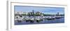 Boston Charles River Panorama with Urban City Skyline Skyscrapers and Boats with Blue Sky over Char-Songquan Deng-Framed Photographic Print