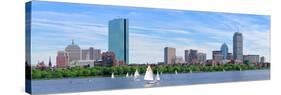 Boston Charles River Panorama with Urban City Skyline Skyscrapers and Boats with Blue Sky.-Songquan Deng-Stretched Canvas