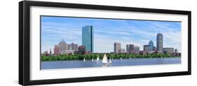 Boston Charles River Panorama with Urban City Skyline Skyscrapers and Boats with Blue Sky.-Songquan Deng-Framed Photographic Print