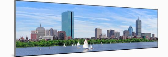 Boston Charles River Panorama with Urban City Skyline Skyscrapers and Boats with Blue Sky.-Songquan Deng-Mounted Photographic Print