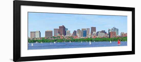 Boston Charles River Panorama with Urban Skyline Skyscrapers and Sailing Boat.-Songquan Deng-Framed Photographic Print