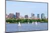 Boston Charles River Panorama with Urban Skyline Skyscrapers and Sailing Boat.-Songquan Deng-Mounted Photographic Print