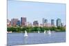 Boston Charles River Panorama with Urban Skyline Skyscrapers and Sailing Boat.-Songquan Deng-Mounted Photographic Print