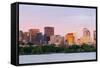 Boston Charles River Sunset with Urban Skyline and Skyscrapers-Songquan Deng-Framed Stretched Canvas