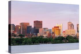 Boston Charles River Sunset with Urban Skyline and Skyscrapers-Songquan Deng-Stretched Canvas