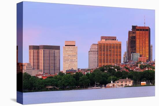 Boston Charles River Sunset with Urban Skyline and Skyscrapers-Songquan Deng-Stretched Canvas