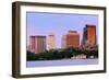 Boston Charles River Sunset with Urban Skyline and Skyscrapers-Songquan Deng-Framed Photographic Print