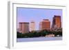 Boston Charles River Sunset with Urban Skyline and Skyscrapers-Songquan Deng-Framed Photographic Print