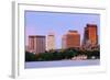 Boston Charles River Sunset with Urban Skyline and Skyscrapers-Songquan Deng-Framed Photographic Print