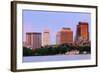 Boston Charles River Sunset with Urban Skyline and Skyscrapers-Songquan Deng-Framed Photographic Print