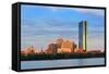 Boston Charles River with Urban City Skyline at Sunset-Songquan Deng-Framed Stretched Canvas