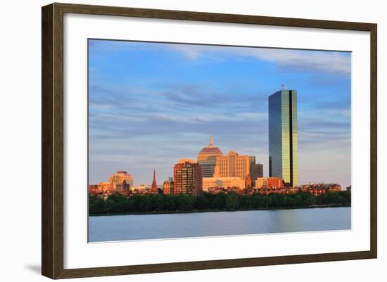 Boston Charles River with Urban City Skyline at Sunset-Songquan Deng-Framed Photographic Print