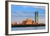 Boston Charles River with Urban City Skyline at Sunset-Songquan Deng-Framed Photographic Print