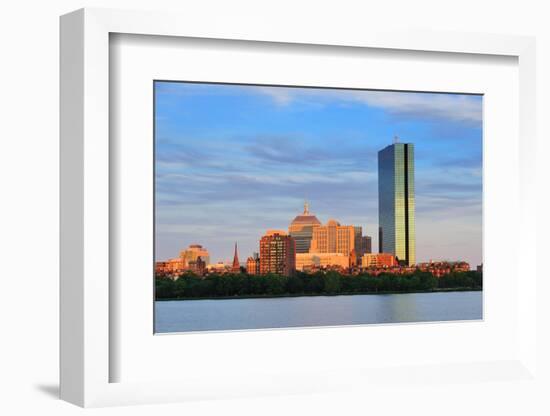 Boston Charles River with Urban City Skyline at Sunset-Songquan Deng-Framed Photographic Print
