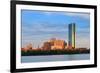 Boston Charles River with Urban City Skyline at Sunset-Songquan Deng-Framed Photographic Print