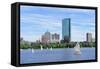 Boston Charles River with Urban City Skyline Hancock Building and Boat.-Songquan Deng-Framed Stretched Canvas