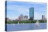 Boston Charles River with Urban City Skyline Hancock Building and Boat.-Songquan Deng-Stretched Canvas